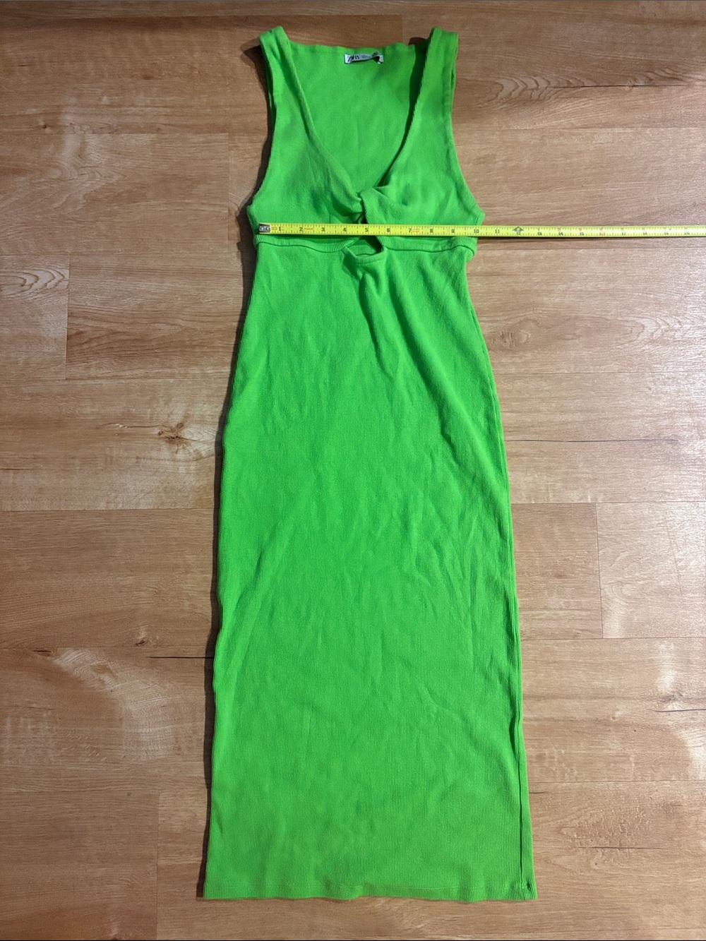Zara Neon Lime green Ribbed Tank dress